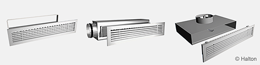 Aluminium grille, Halton ALE. Suitable for supply and exhaust
